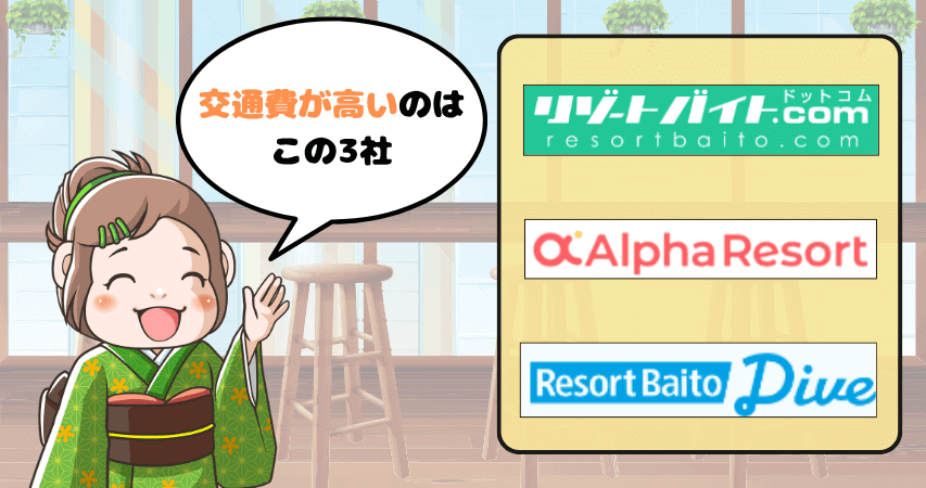 リゾートバイト おすすめ 派遣会社 交通費が高い