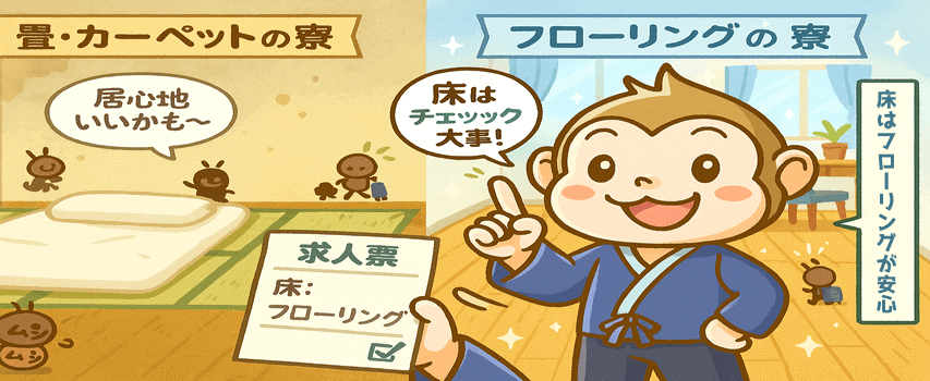 綺麗な寮に行く条件 フローリングがおすすめ