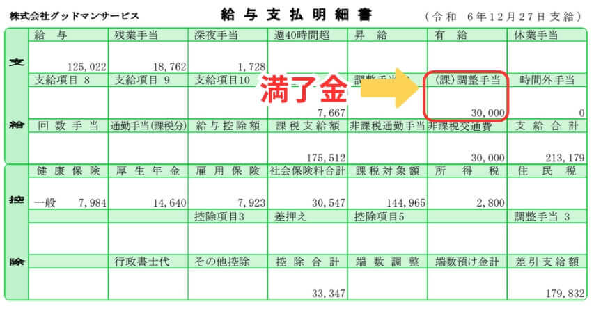グッドマンサービス 給料明細 満了金