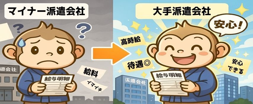 マイナー派遣会社 大手派遣会社 違い 比較