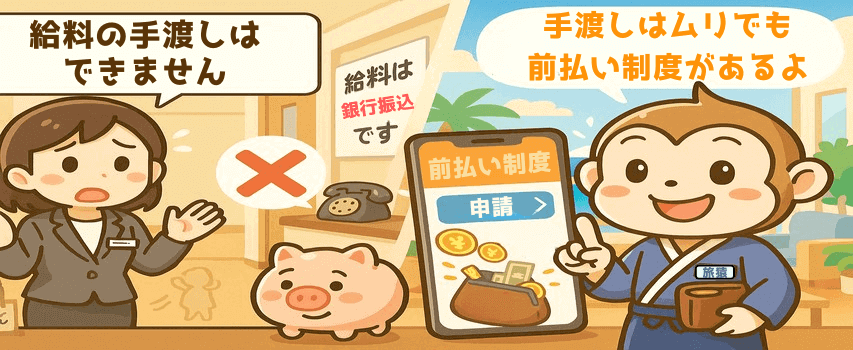 リゾートバイト 給料の手渡しはできない