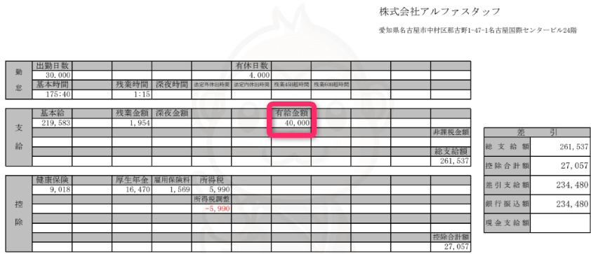 アルファリゾート 有給休暇
