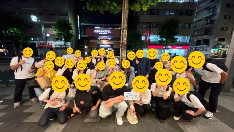 リゾートバイト ダイブ 交流会 集合写真