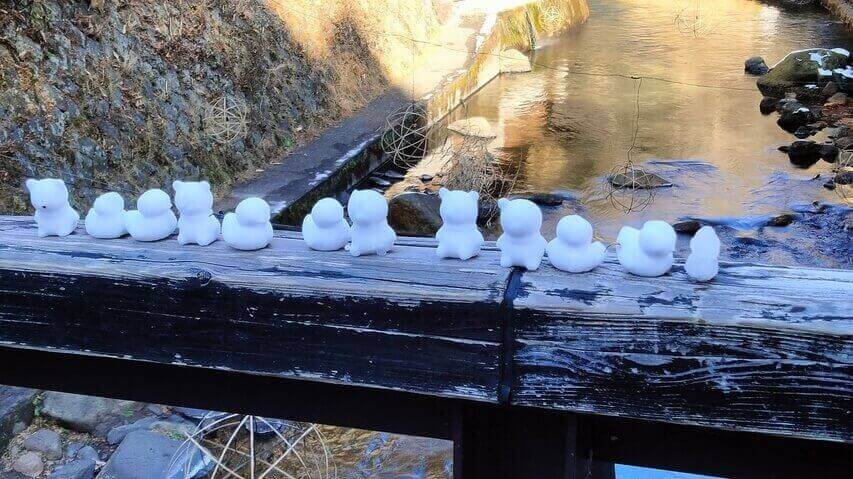 黒川温泉 雪だるま 冬