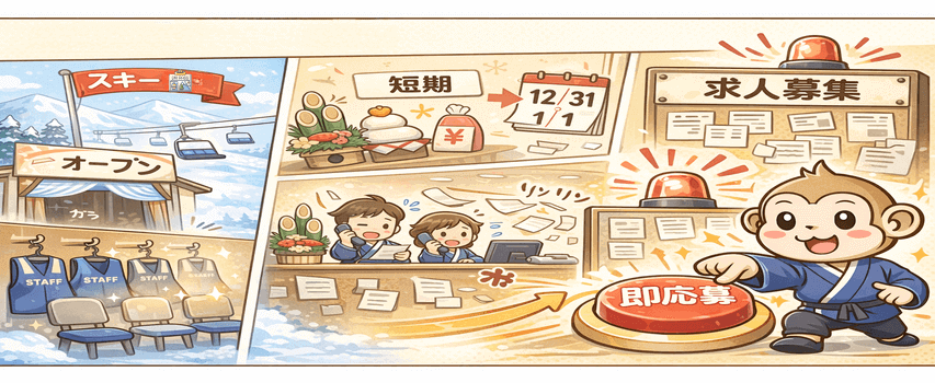 スキー場　季節求人　即応募