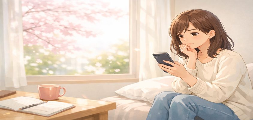 春　リゾートバイトを考えてる女性