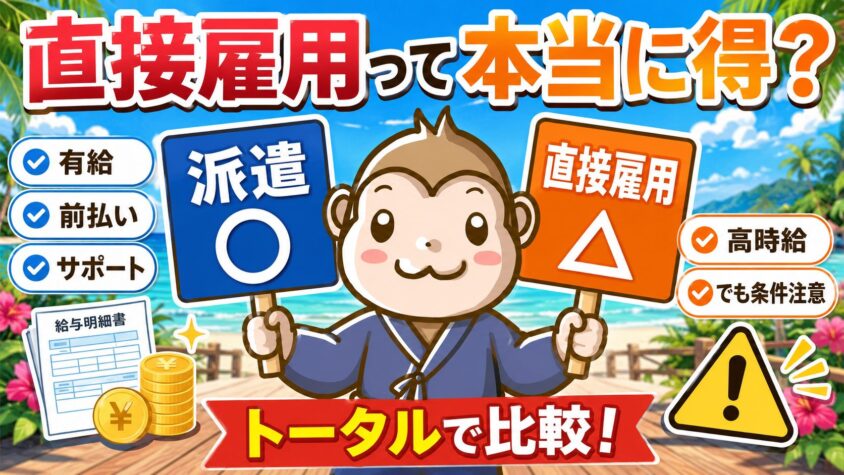 リゾートバイト　直接雇用　派遣