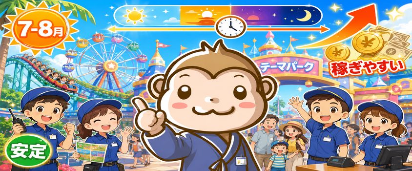 夏 リゾートバイト テーマパーク 稼ぎやすい
