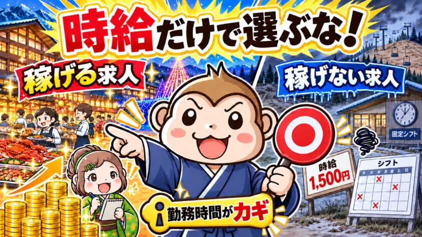 ゾートバイト　10月　11月　12月　稼げる求人　稼げない求人